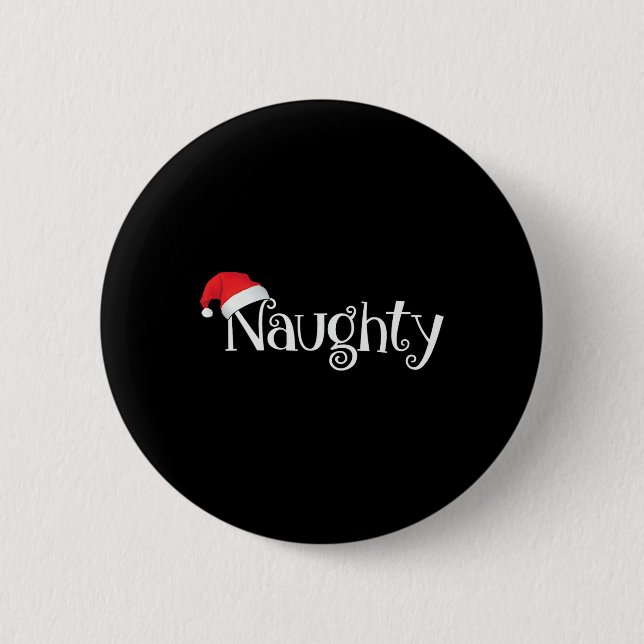 Naughty Or Nice Costume Matching Christmas Couples Button (Front)
