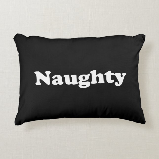 Naughty or Nice, double sided, black white Accent Pillow (Front)