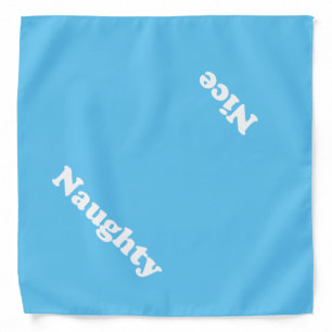 Naughty or Nice, double sided, light blue dog Bandana