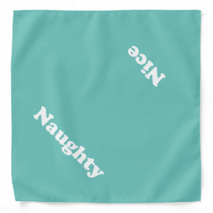Naughty or Nice, double sided, light teal dog Bandana