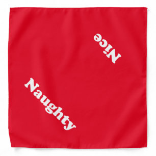 Naughty or Nice, double sided, red white dog Bandana