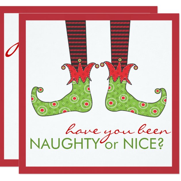 Naughty Or Nice Elf Feet Holiday Christmas Party Invitation