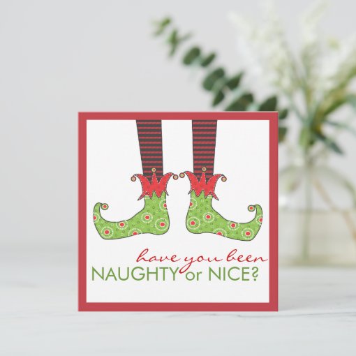 Naughty Or Nice Elf Feet Holiday Christmas Party Invitation Zazzle