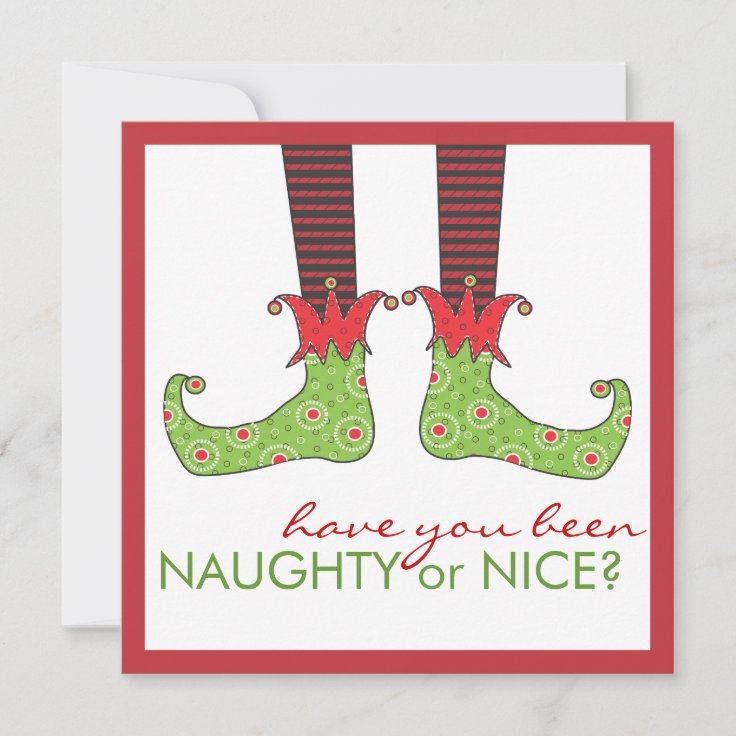 Naughty or Nice Elf Feet Holiday Christmas Party Invitation Zazzle