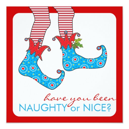 Naughty or Nice Elf Holiday Christmas Party Card | Zazzle