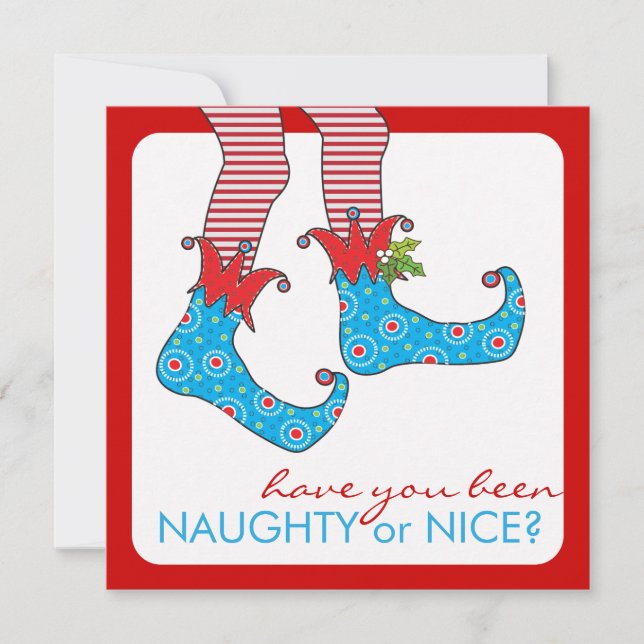 Naughty or Nice Elf Holiday Christmas Party Invitation (Front)