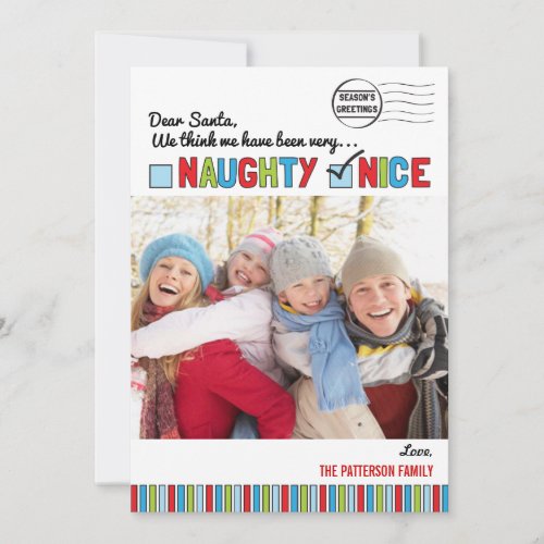 Naughty or Nice Family Christmas Photo Card