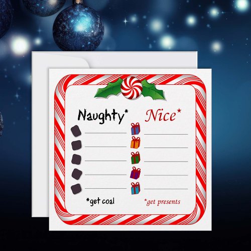 Naughty or Nice Flat Holiday Card 525 x 525 