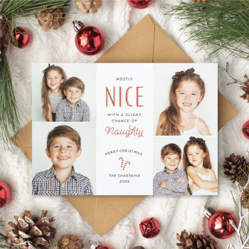 Naughty Or Nice Funny Kids Photo Christmas Cards by BanterandCharm at Zazzle