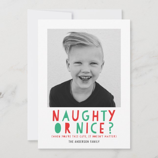 Naughty or Nice | Holiday Photo Card (Front)