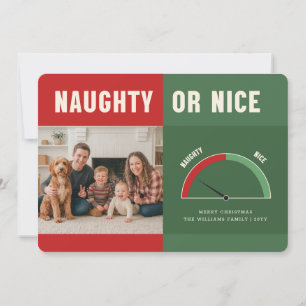 Naughty or Nice Humor Funny Family Christmas Holiday Card