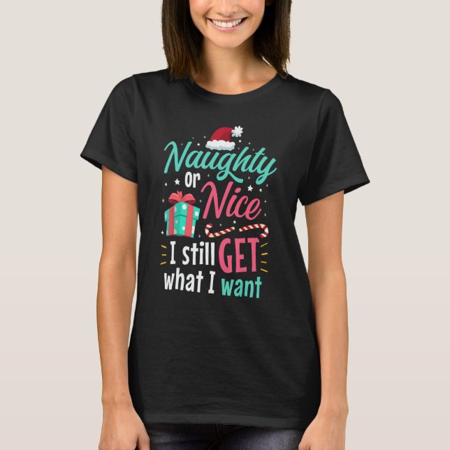 Naughty Or Nice List Christmas Stocking Stuffer T-Shirt (Front)