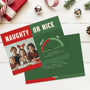 Naughty or Nice List Funny Kids Photo Christmas Holiday Card