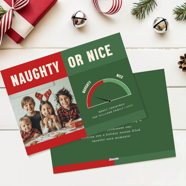Naughty or Nice List Funny Kids Photo Christmas Holiday Card (Creator Uploaded)