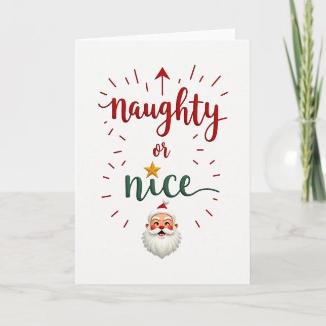 Naughty or Nice List Santa Christmas Card (Front)