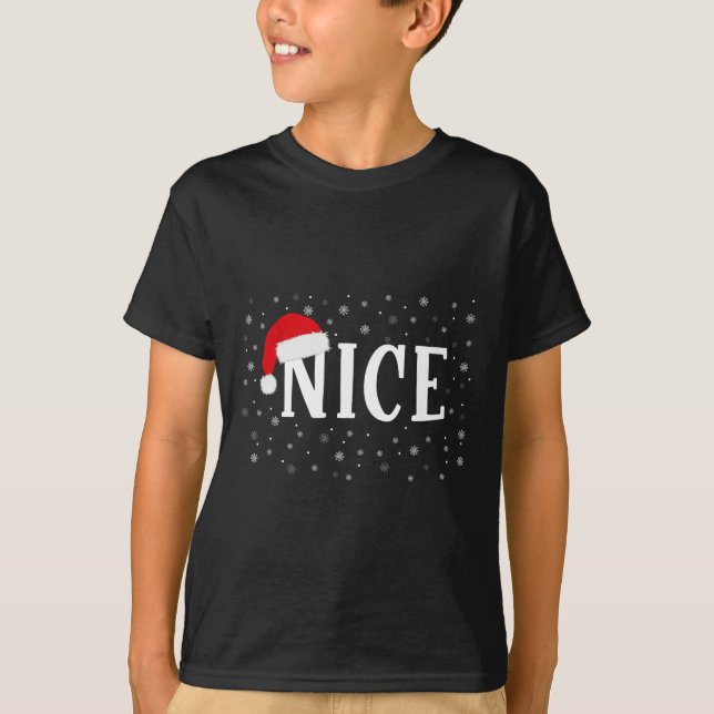 Naughty Or Nice Matching Christmas Couple Costume  T-Shirt (Front)