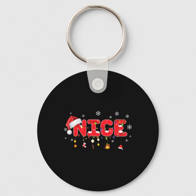 Naughty Or Nice Matching Christmas Couples Costume Keychain (Front)