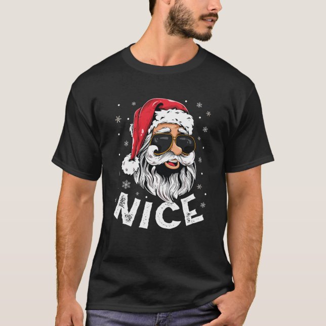 Naughty or Nice Matching Christmas Couples Costume T-Shirt (Front)