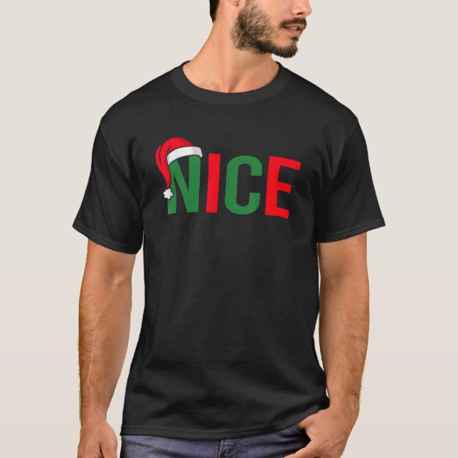 Naughty or Nice Matching Christmas Couples Costume T-Shirt (Front)