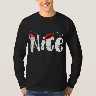 Naughty or Nice Matching Christmas lights Couples  T-Shirt