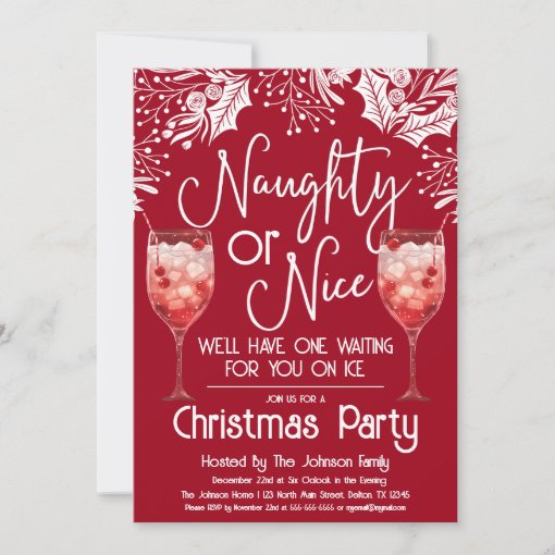 Naughty Or Nice Mixed Drink Funny Christmas Party Invitation Zazzle