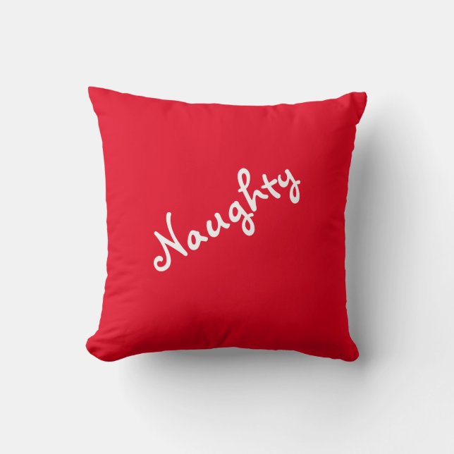 Naughty or Nice Mood Red Throw Pillow (Front)