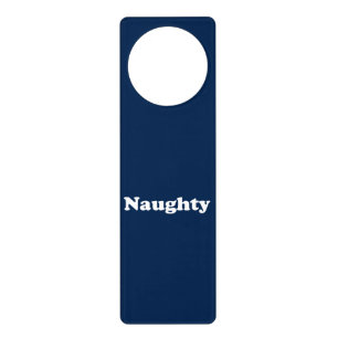 Naughty or Nice navy blue and white funny Door Hanger