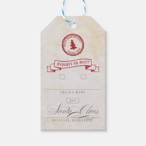 Naughty or Nice Official North Pole Christmas Gift Tags