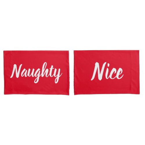 Naughty or Nice Red and White Pillowcases