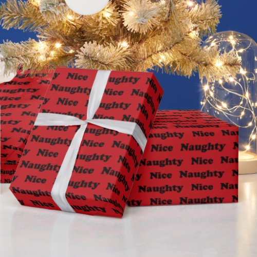 Naughty or nice red black modern funny cute wrapping paper