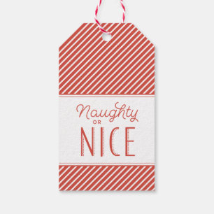 Naughty or Nice Red Stripe Christmas Gift Tag