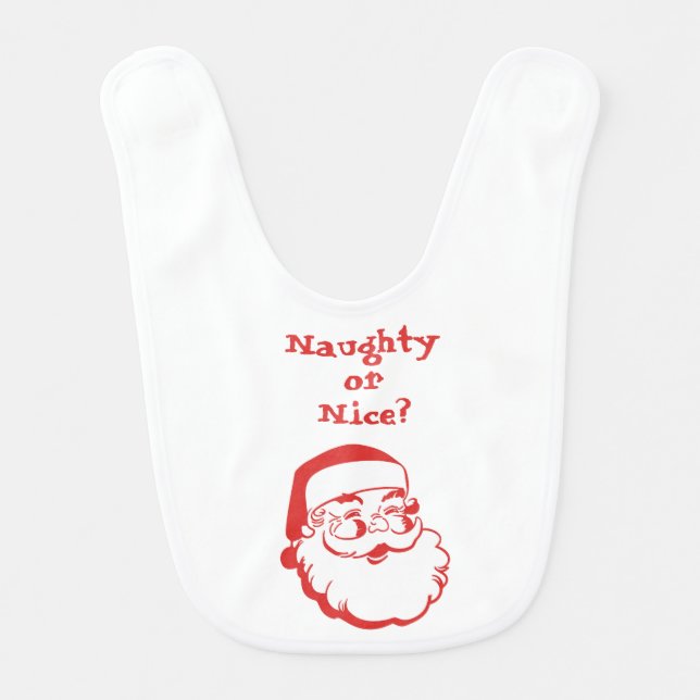 Naughty or Nice Retro Santa  Baby Bib (Front)