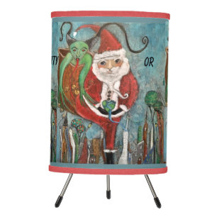 Naughty or Nice Santa and Krampus Art Tripod Lamp