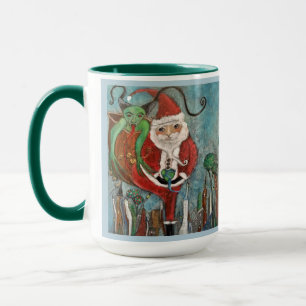 Naughty or Nice Santa and Krampus Whimsical Art Mu Mug