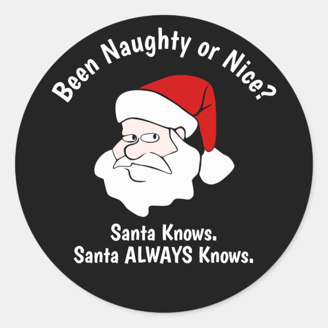 Naughty or Nice Santa Classic Round Sticker (Front)