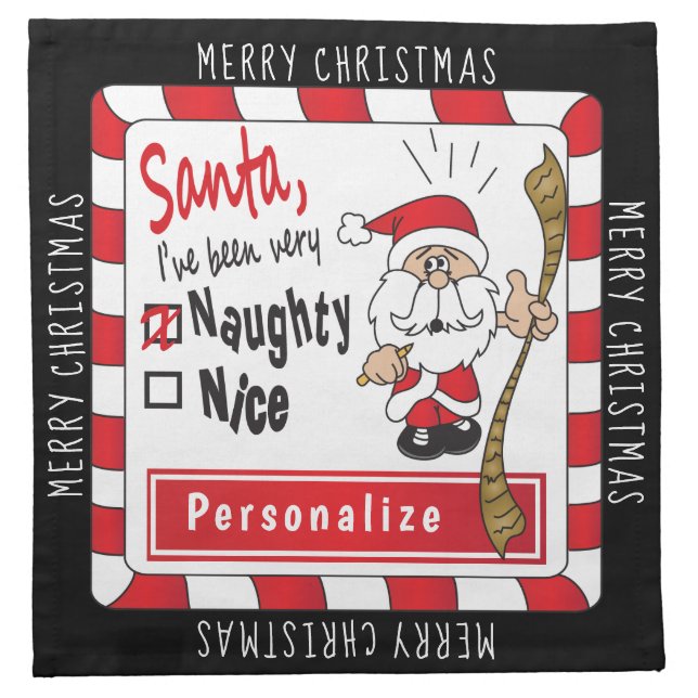 Naughty or Nice Santa Claus List Cloth Napkin (Front)
