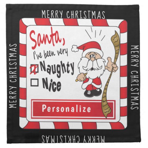 Naughty or Nice Santa Claus List Cloth Napkin