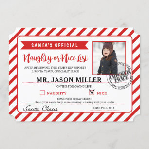 Naughty or Nice Santa Claus personal letter Invitation