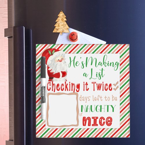 Naughty or Nice Santa Countdown to Christmas Dry Erase Board