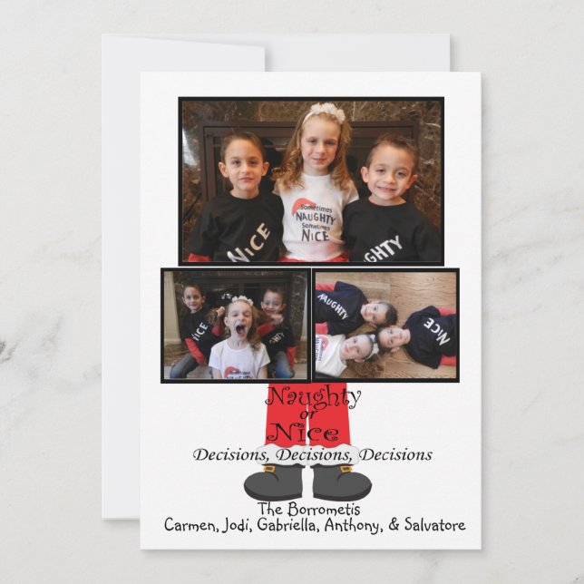Naughty Or Nice Santa Legs Christmas Photo Card (Front)