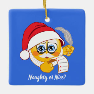 Naughty Or Nice Santa List Emoji Ornament