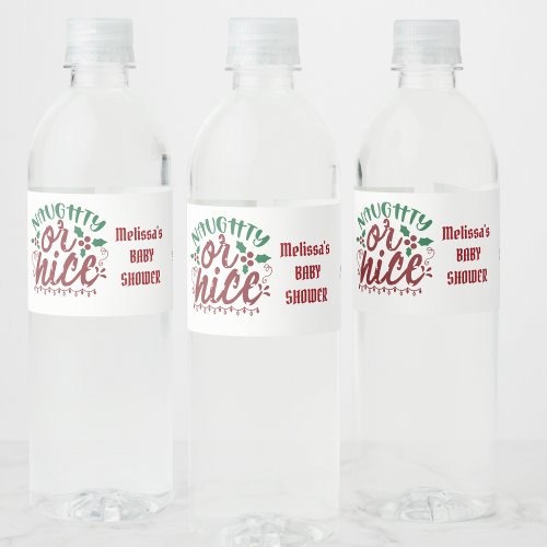 Naughty or nice Santas letter north pole  Water Bottle Label