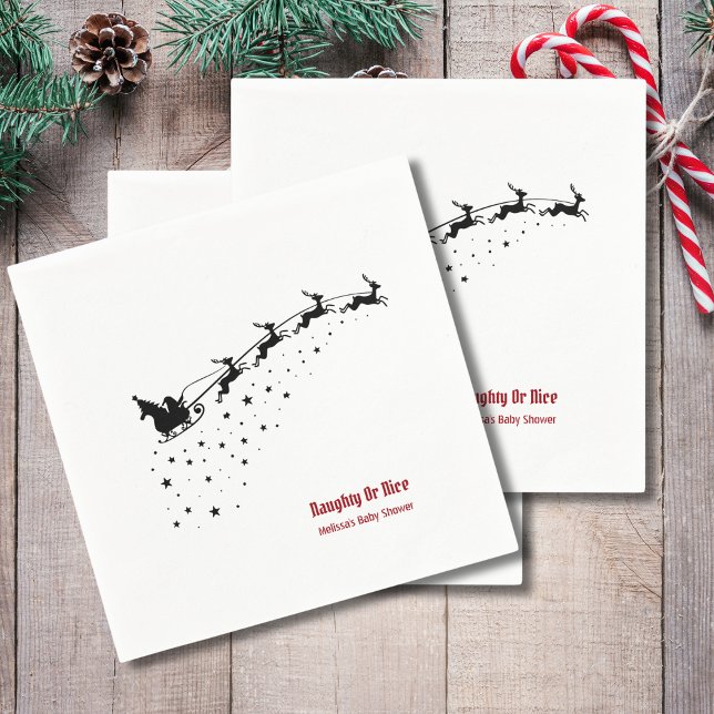 Naughty or nice Santa's Sleigh Reindeer Napkins (Creator Uploaded)