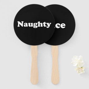 Naughty or Nice, Set of Fans, Black white Hand Fan
