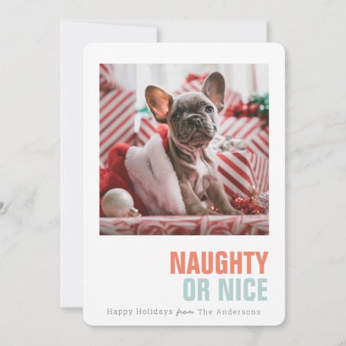 Naughty or Nice Simple Pet Holiday Photo