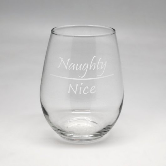 Naughty or Nice Small Stemless Wine Glass (Front)