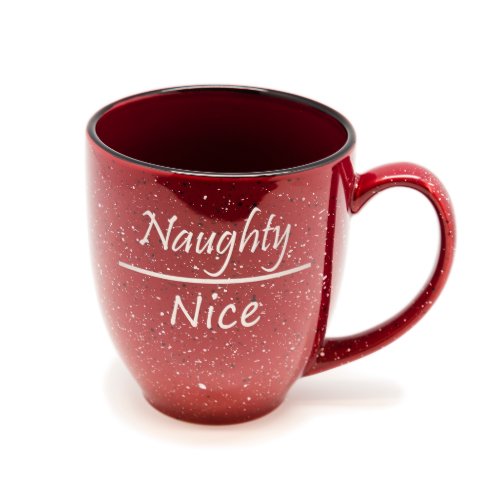 Naughty or Nice Speckled Santa Fe Red Bistro Mug 