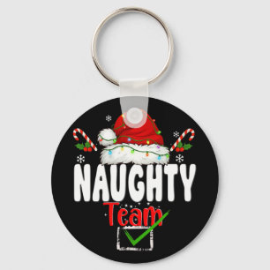 Naughty Or Nice Team Matching Christmas Pajama Men Keychain