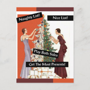 Naughty or Nice, Vintage, Funny, Christmas Postcard