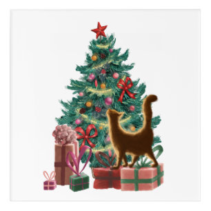 Naughty Orange Christmas Cat Card Acrylic Print